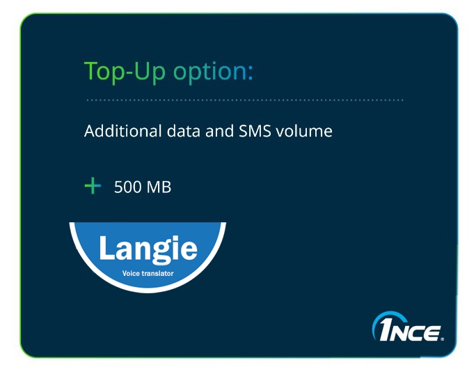 Cartão SIM - volume de dados de 500 MB com velocidade de até 1 Mbit/s