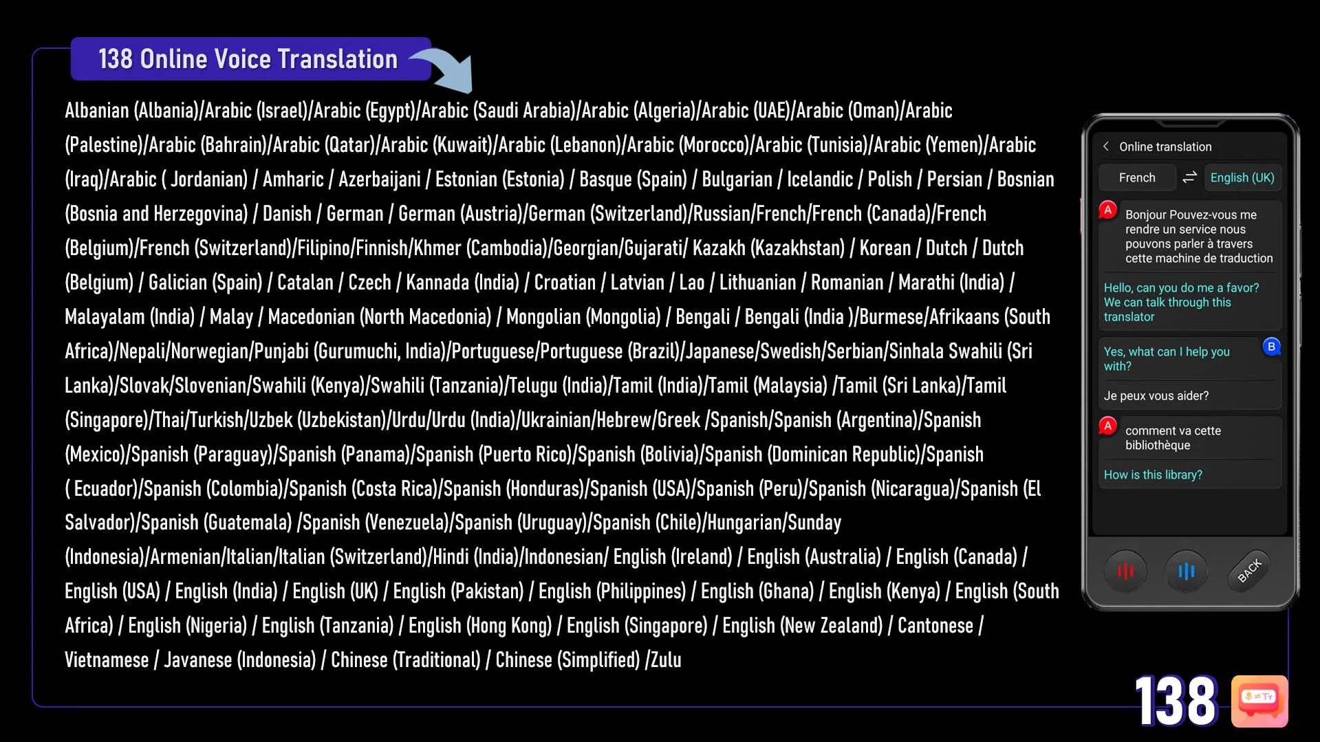 Lista de idiomas suportados pelo LANGIE S3